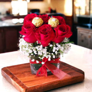 Cubo 6 Rosas y Ferrero